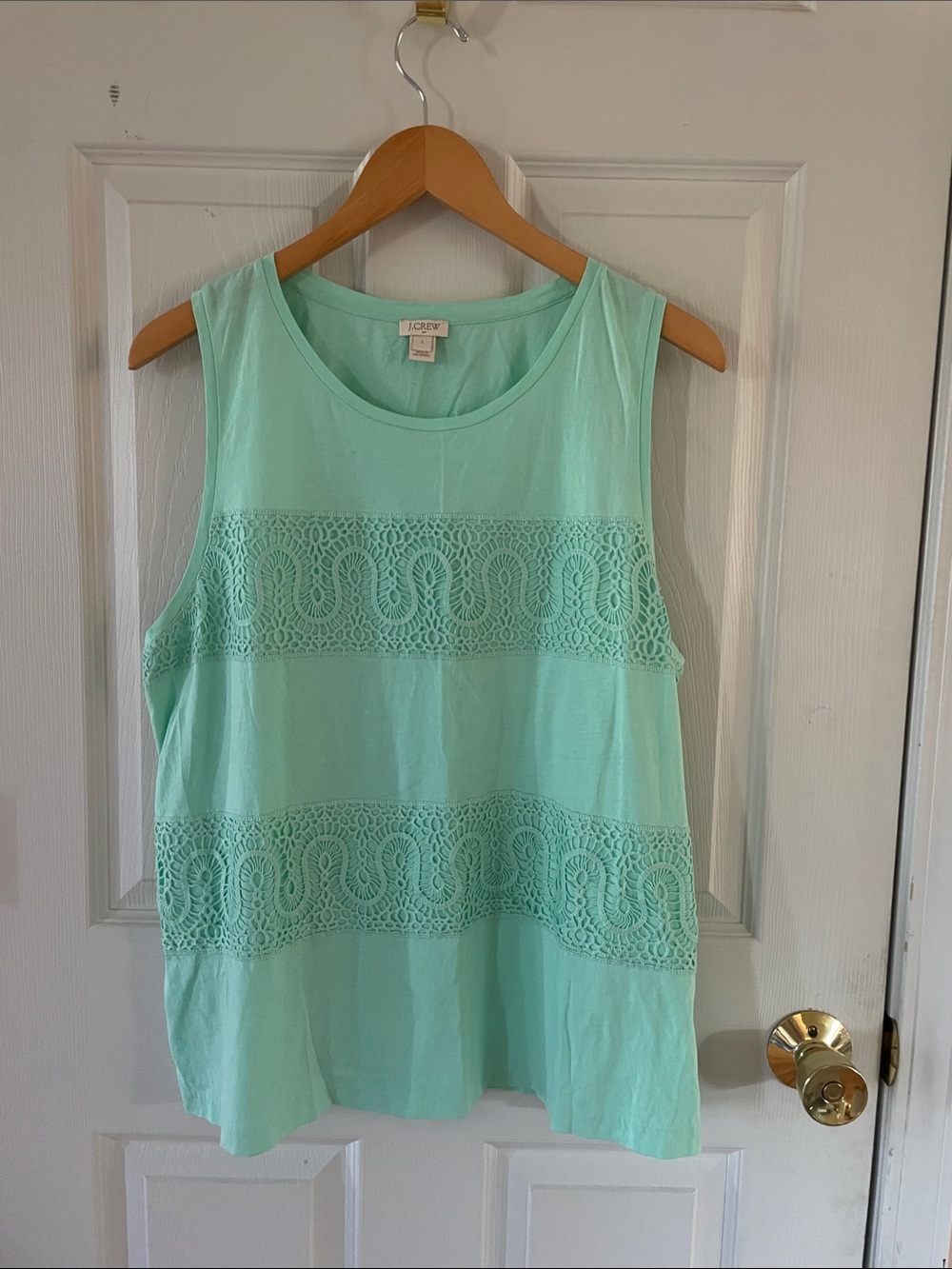 J. Crew Mint Crochet-Trim Tank Top